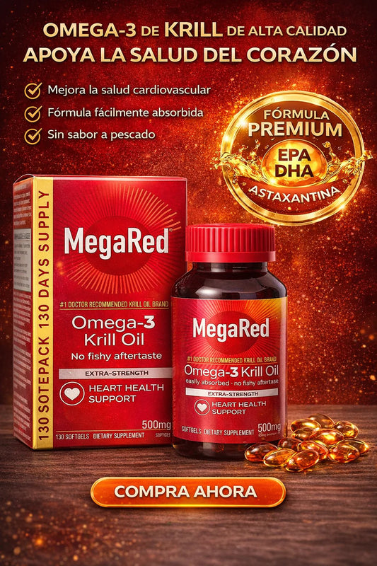 MegaRed Omega 3s® – Impulsa tu testosterona y energía natural con Aceite de Krill de alta pureza.